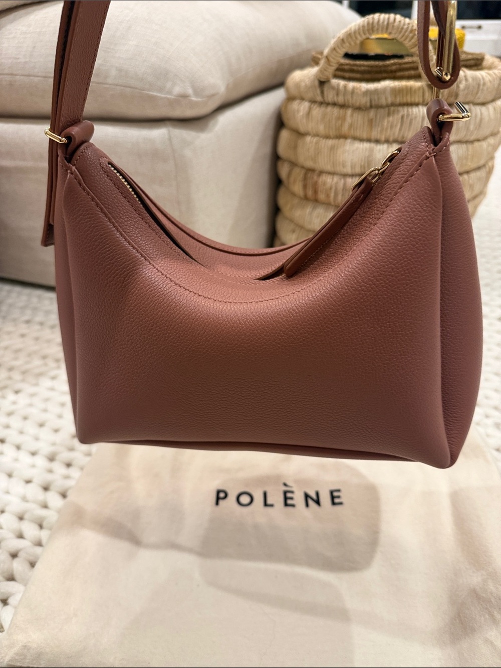 Polène Blush Pebbled Leather Shoulder Bag - Picture 4 of 6